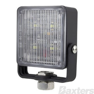 LED Work Utility Lamp Square Flood 12-24V 4 x LEDS 400lm IP67 Black Housing