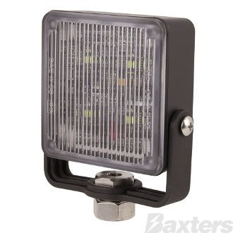 LED Work Utility Lamp Square Flood 12-24V 4 x LEDS 400lm IP67 Black Housing