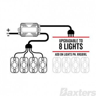 LED Rock Light Kit V2 RGB 4 Way with RF Remote Control Upgradable to 8 lights