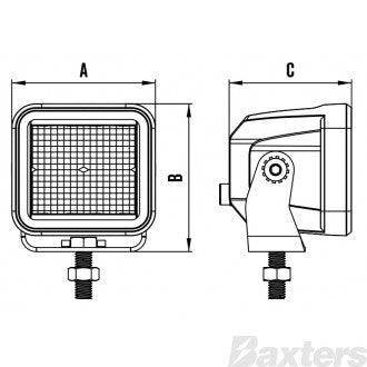 LED Work Light Square 10-30V 4x4W 18W 551lm Flood Beam IP67 Amber